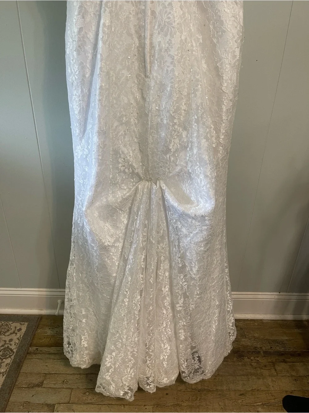 David’s Bridal All Over Lace Dress 16w Beaded Bustled - Picture 8 of 16